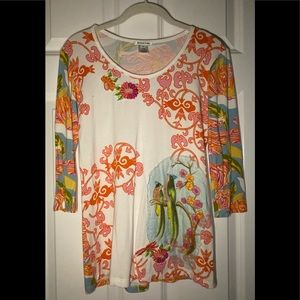 EUC Krista Lee colorful scoop neck top.
